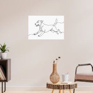 Minimalist Modern Dog Line Art Drawing Poster