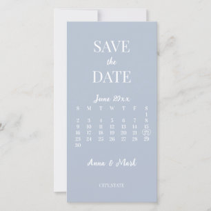 Minimalist Modern Dusty Blue Calendar Save The Date