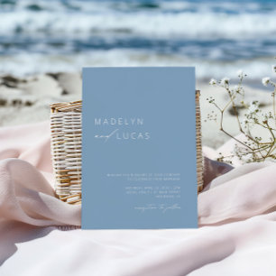 Minimalist Modern Dusty Blue QR Code Wedding Invitation