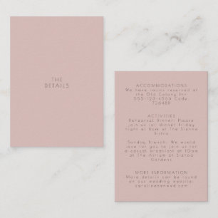 Minimalist Modern Dusty Blush Wedding Details Enclosure Card