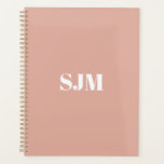 Minimalist modern dusty pink monogram initials planner<br><div class="desc">Minimalist modern dusty pink and white custom year,  monogram,  initials or name elegant simple personalised custom agenda Planner.
Custom white text on dusty pink plain solid colour background.</div>
