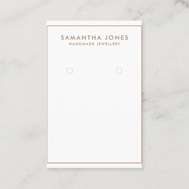 Minimalist Modern Earrings Jewellery gold Display  Business Card (Front)