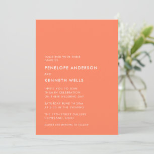 Minimalist Modern Electric Tangerine Wedding Invitation