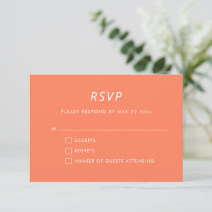 Minimalist Modern Electric Tangerine Wedding RSVP Card
