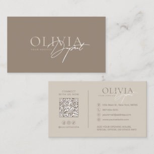 Minimalist Modern Elegant Beige Brown Neutral Business Card