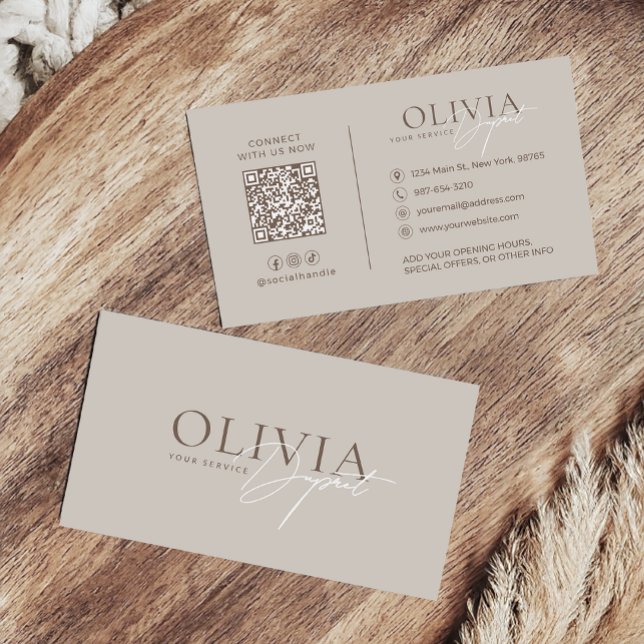 Minimalist Modern Elegant Beige Neutral Business Card (Creator Uploaded)