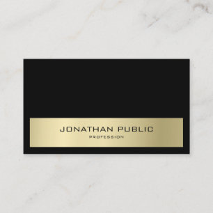 Minimalist Modern Elegant Black & Gold Semi Gloss Business Card