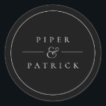 Minimalist Modern Elegant Black & White Wedding Classic Round Sticker<br><div class="desc">Minimalist black and white simple but elegant wedding sticker. All text,  fonts,  and colours can be changed. Click customise further link to make additional changes to fonts,  organisation,  and background colour. Contact me for assistance.</div>