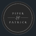 Minimalist Modern Elegant Black & White Wedding Classic Round Sticker<br><div class="desc">Minimalist black and white simple but elegant wedding sticker. All text,  fonts,  and colours can be changed. Click customise further link to make additional changes to fonts,  organisation,  and background colour. Contact me for assistance.</div>