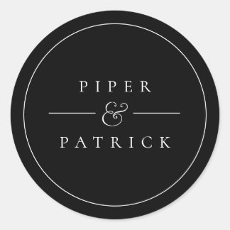 Minimalist Modern Elegant Black & White Wedding Classic Round Sticker