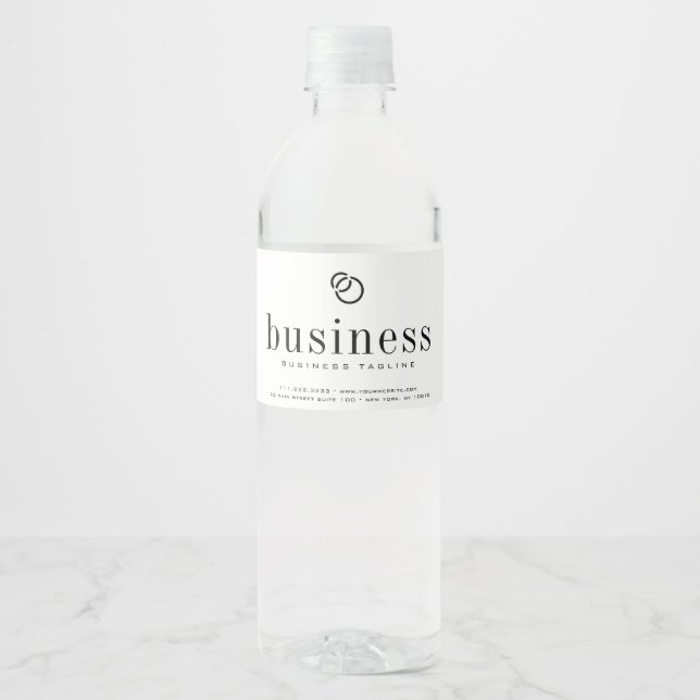 Minimalist Modern Elegant Business Name Logo Water Bottle Label (Front)