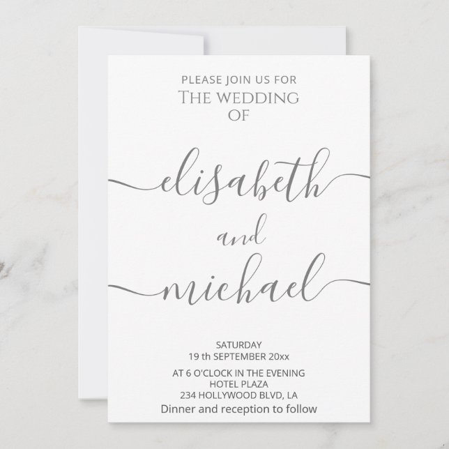 Minimalist modern elegant  calligraphy invitation (Front)