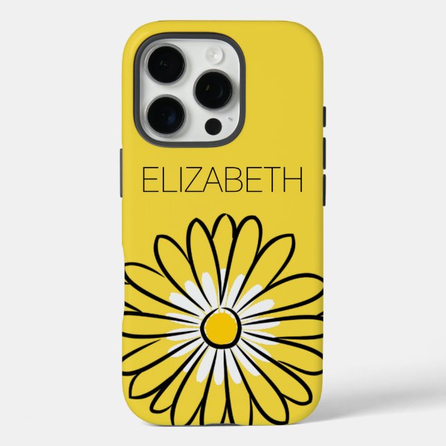 Minimalist Modern Elegant Daisy flower and text Case-Mate iPhone Case (Back)