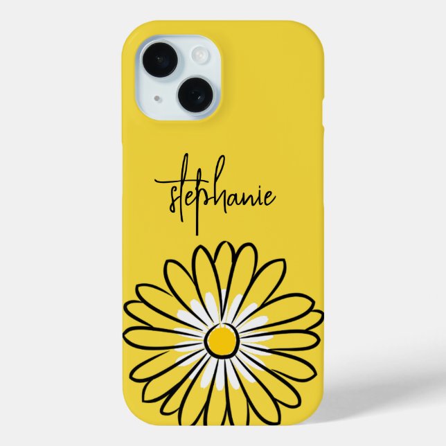 Minimalist Modern Elegant Daisy flower and text Case-Mate iPhone Case (Back)