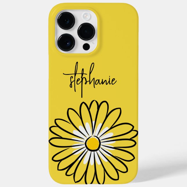 Minimalist Modern Elegant Daisy flower and text Case-Mate iPhone Case (Back)