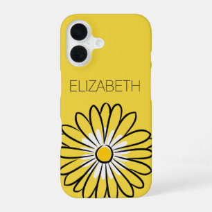Minimalist Modern Elegant Daisy flower and text iPhone 16 Case