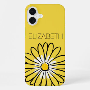 Minimalist Modern Elegant Daisy flower and text iPhone 16 Plus Case