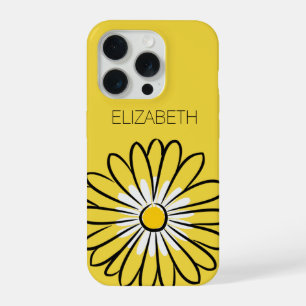Minimalist Modern Elegant Daisy flower and text iPhone 15 Pro Case