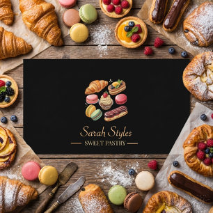 Minimalist modern Elegant Dark Gold Bakery  Business Card