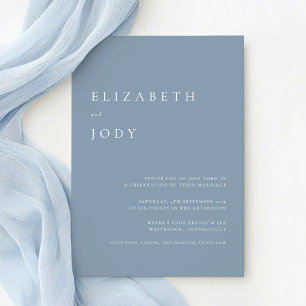Minimalist Modern Elegant Dusty Blue Wedding Invitation