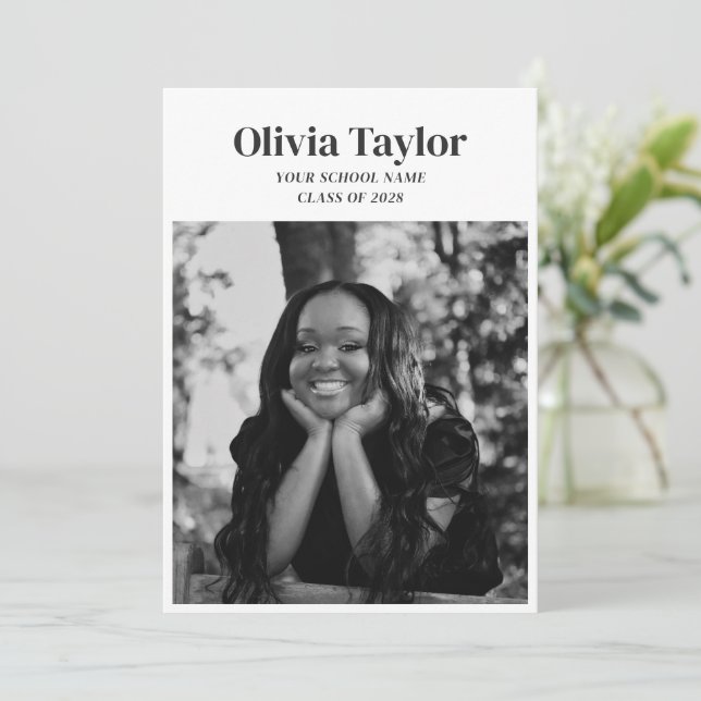 Minimalist Modern Elegant Grad Photo Graduation Announcement (Standing Front)