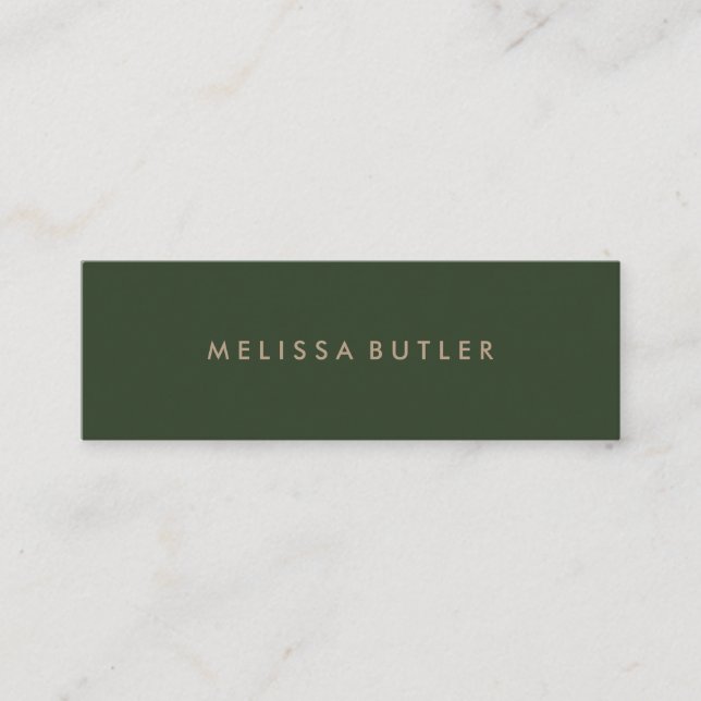 Minimalist Modern Elegant Green Mini Business Card (Front)