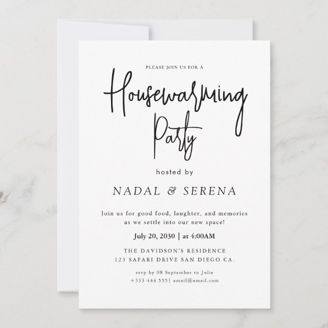 Minimalist Modern Elegant Housewarming Party Invitation (Front)