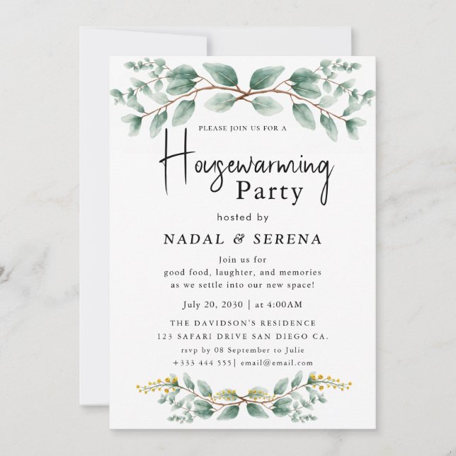 Minimalist Modern Elegant Housewarming Party Invitation (Front)