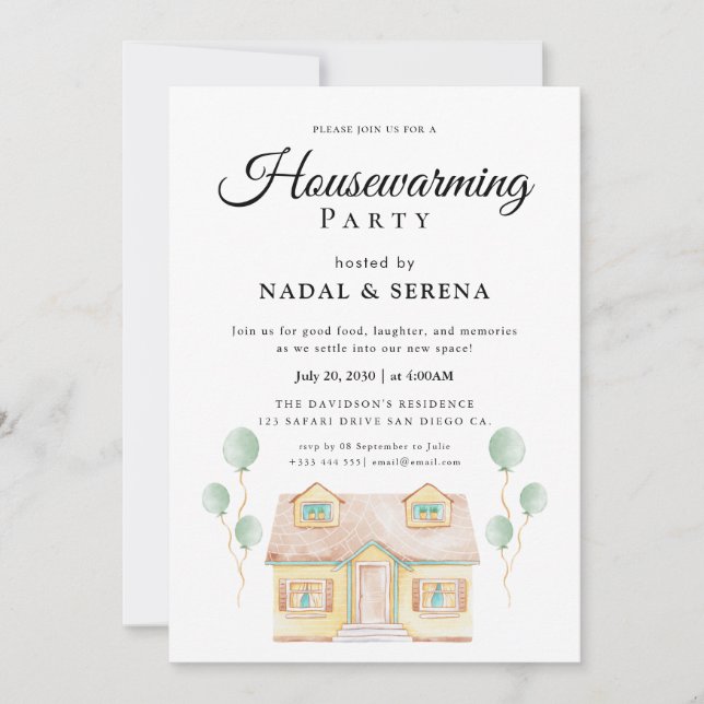Minimalist Modern Elegant Housewarming Party Invitation (Front)