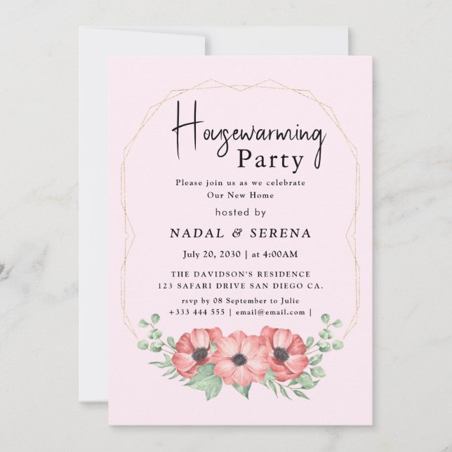 Minimalist Modern Elegant Housewarming Party Invitation (Front)