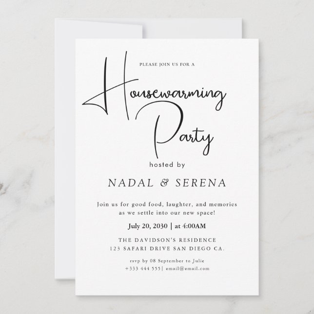 Minimalist Modern Elegant Housewarming Party Invitation (Front)