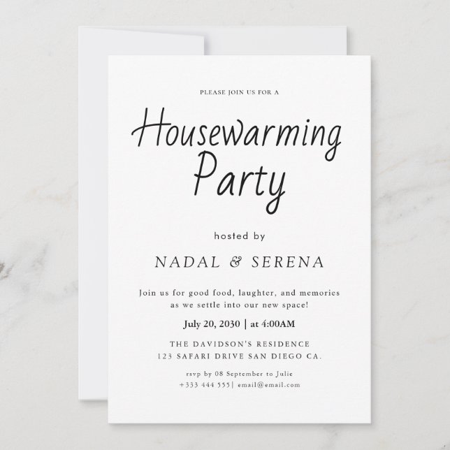 Minimalist Modern Elegant Housewarming Party Invitation (Front)