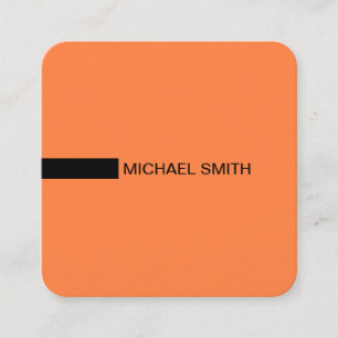 Minimalist Modern Elegant Mango Tango & Black Square Business Card