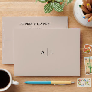 Minimalist Modern Elegant Monogram Ivory Wedding Envelope