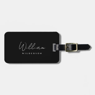 Minimalist Modern Elegant Monogram Qr Code Travel Luggage Tag