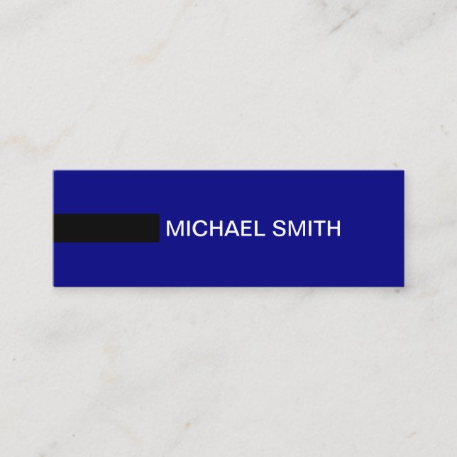 Minimalist Modern Elegant Navy & Black Mini Business Card (Front)