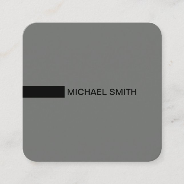 Minimalist Modern Elegant Nickel & Black Square Business Card (Front)