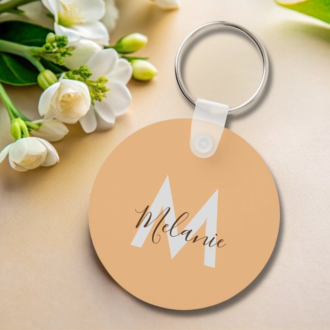 Minimalist modern elegant orange monogram  key ring (Creator Uploaded)