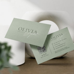 Minimalist Modern Elegant Pastel Green Business Card