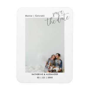 Minimalist Modern Elegant Photo Save The Date Card Magnet