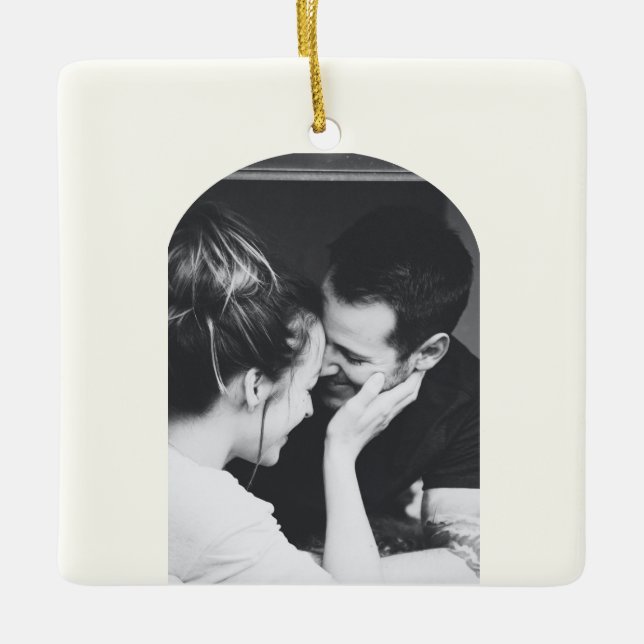 Minimalist Modern Elegant Photo Wedding Couple Ceramic Ornament (Front)