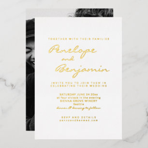 Minimalist Modern Elegant Photo Wedding Gold