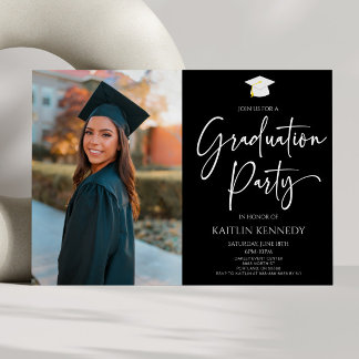 Minimalist Modern Elegant Picture Graduation Party Invitation