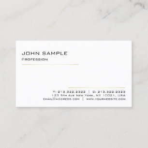Minimalist Modern Elegant Professional White Gold Business Card