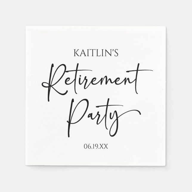 Minimalist Modern Elegant Retirement Party Napkin (Front)