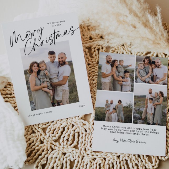 Minimalist Modern Elegant Script Christmas Holiday Card (Creator Uploaded)