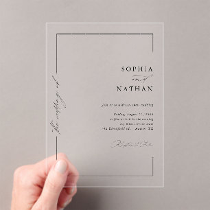 Minimalist Modern Elegant Script Luxury Wedding Acrylic Invitations