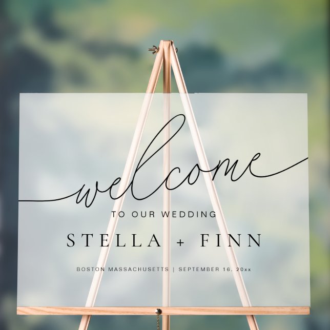 Minimalist Modern Elegant Script Welcome Wedding Acrylic Sign (Neutral)