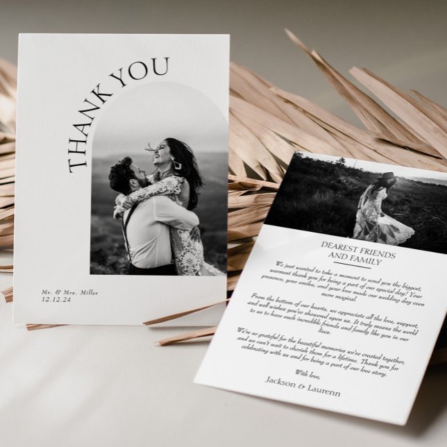 Minimalist Modern Elegant Simple Photo Wedding Thank You Card (Creator Uploaded)