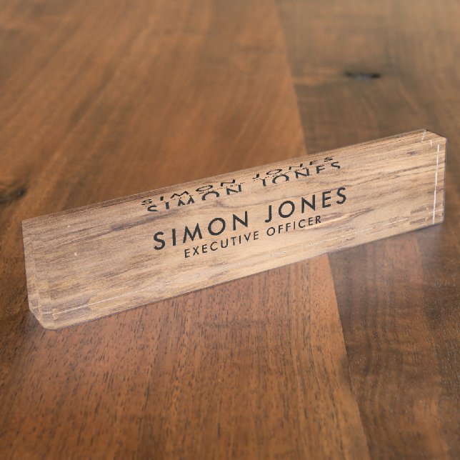 Minimalist Modern Elegant Simple Rustic Wood Nameplate (Side)